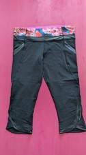 Lululemon Chase Me Crop ll Tights Black / Secret Garden Size UK14 *Reflective*