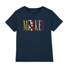 Image of Mickey Mouse Multicolor Name Kids T-Shirt Navy