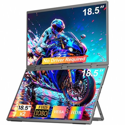 Eviciv 18.5'' Dual Monitor Portable 1080P w/Adjustable Stand No Driver Required