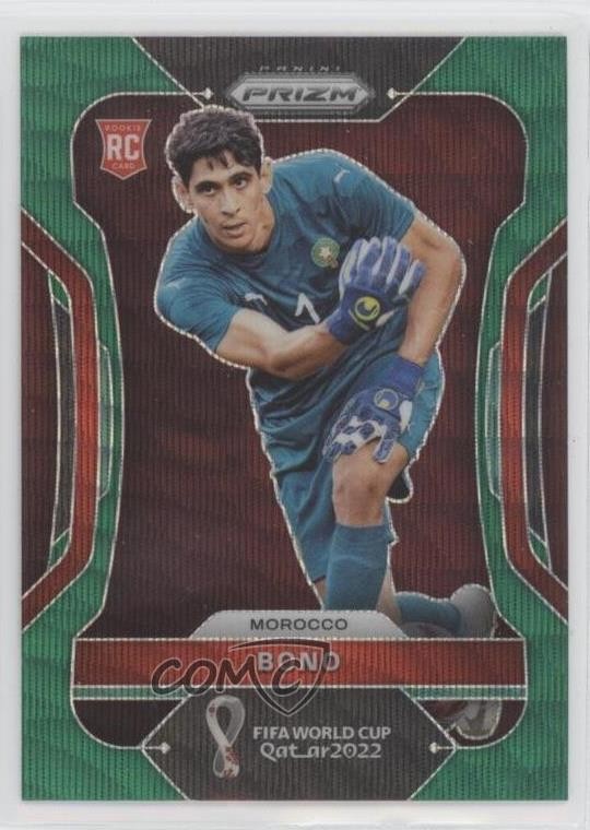 2022 Panini Prizm World Cup Qatar Green Wave Prizm Yassine Bounou Bono #238 13bs
