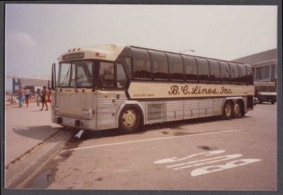 B C Bus Lines Executive Prevost Coach #26 bus snapshot Hampton Beach NH 1983