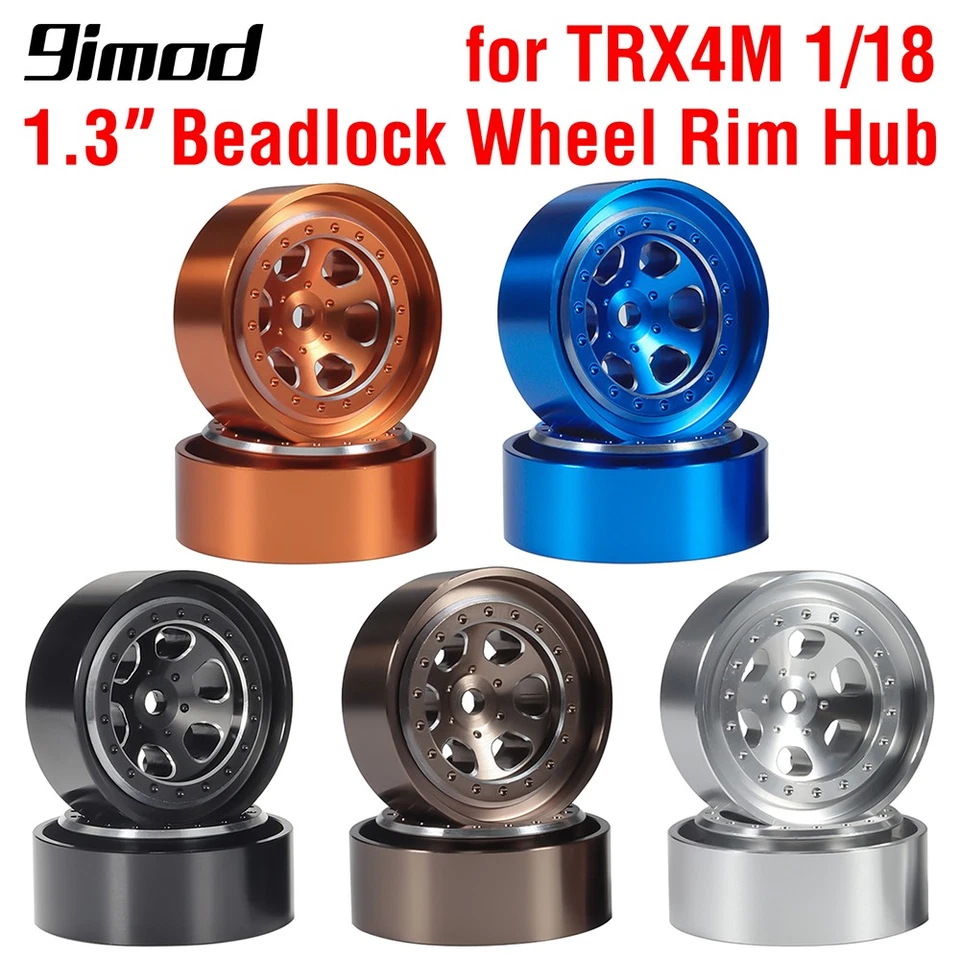 4x 1.3" Felge Aluminium Alloy 7mm Hex Beadlock Reifen Rad für TRX4M 1/18 RC Car - Bild 2 von 4