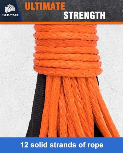 Kit de cuerda de cabrestante sintético 10.000 libras línea de cable de cabrestante con 1/4" x 50 pies naranja Foto 4 de 4