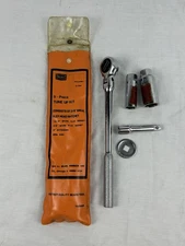 Vtg. Sears 5pc Tune-Up Kit 3/8" Drive Flex Head Ratchet Spark Plug Sockets 4305