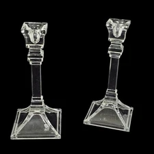 Set Of 2 Toscany Collection Lead Crystal 8" Roman Candlestick Holders Made USA