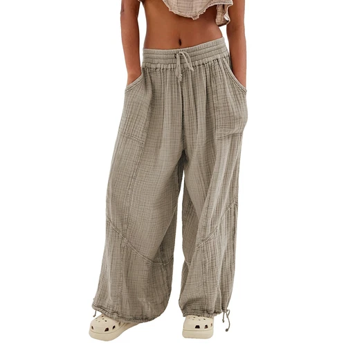 Women's Cargo Pants Baggy Wide Leg Loose High Waist Pockets Sweatpants Trousers - Picture 31 of 48