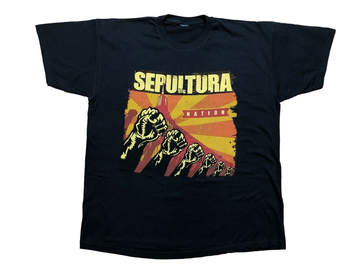 Vintage 2001 Sepultura Nation Rock Tee Shirt Jersey Rare Band Over 
