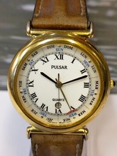 PULSAR QUARTZ FOUR HANDS WHITE DIAL V896-0010 JAPAN MEN'S FULL WORKING VINTAGE