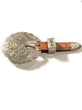 Vintage Broken Horn Sterling Silver 1994 PCHA 3 Piece Belt Buckle Set