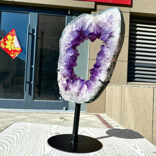 10.82LB Natural Amethyst Cave Crystal Slice Crescent shaped Hand Cut Repai - 第 7/14 張圖片