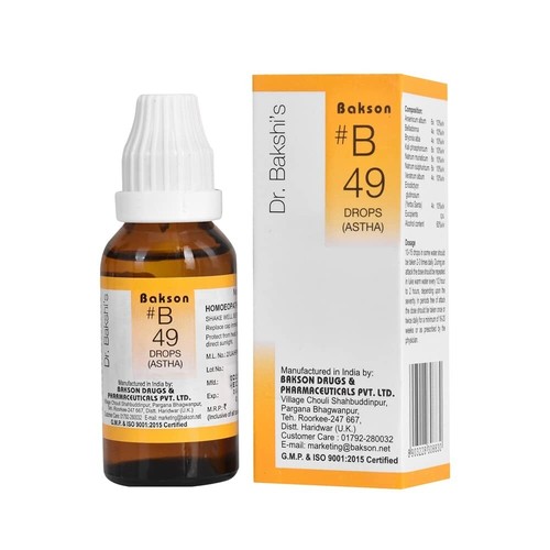 Dr. Bakshi's BAKSON'S HOMOEOPATHY # B 49 Astha Drops (30 ml) - 第 1/3 張圖片