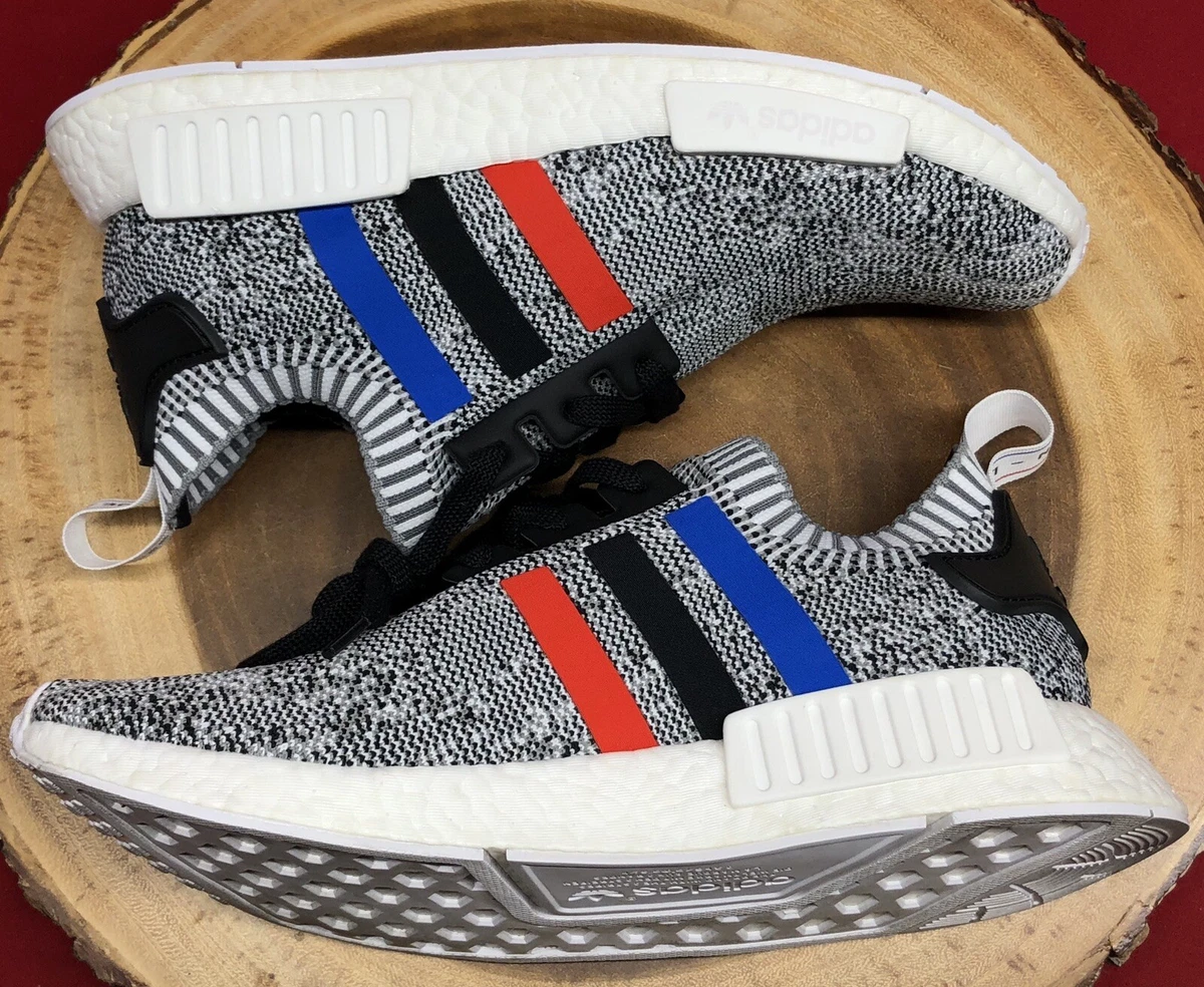 adidas NMD R1 PK Primeknit Tri Color Stripes White Black Blue Red BB2888 Sz  9 | eBay