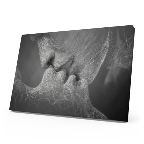 LOVERS KISS Canvas Print Deep Framed Wall Art Picture Hanging Artwork Gift B&W - Picture 1 of 30