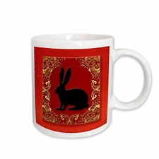 3dRose Chinese Zodiac Year of the Rabbit Chinese New Year Red, Gold and Black  M