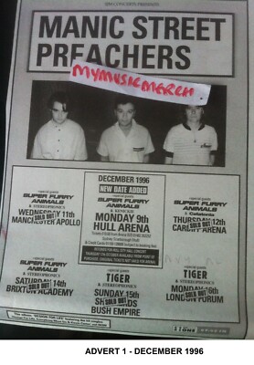 MANIC STREET PREACHERS - UK TOUR 1996 1997 1999 - original advert