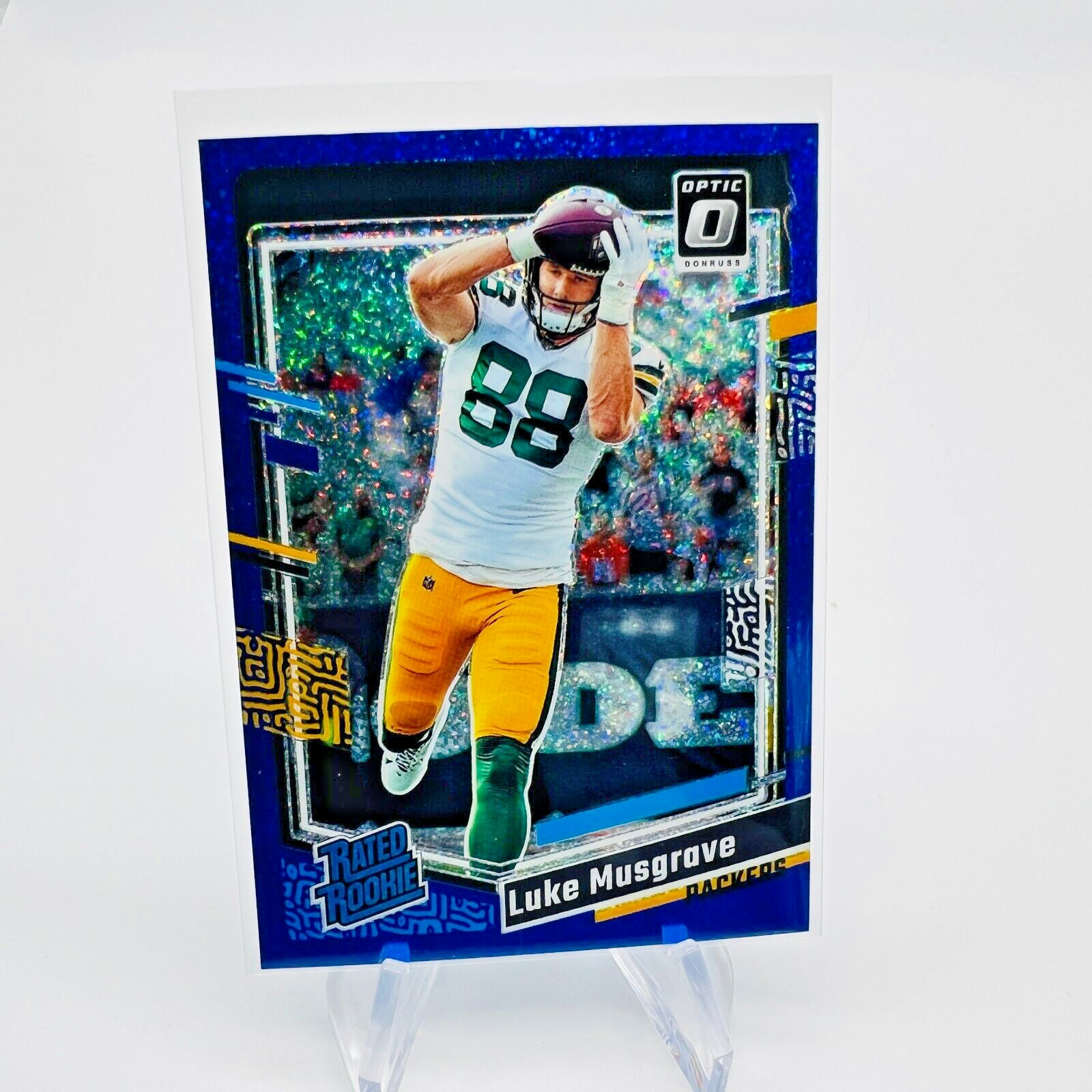 Luke Musgrave 2023 Optic Blue Glitter CASE HIT Rated Rookie SSP #241 Packers