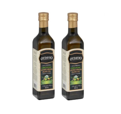 Organic Cold Pressed Extra Virgin Olive Oil Fruity Flavor 2 Bottles 17 FL OZ