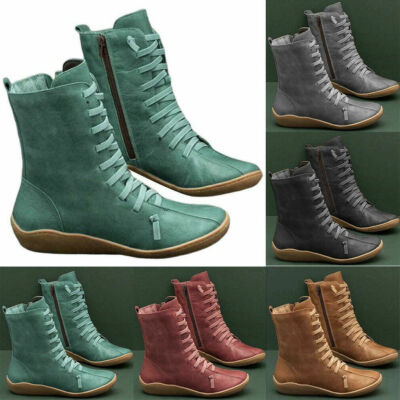 Damen Stiefel Schuhe Wasserdicht Stiefeletten flacher Abstatz 5 Farben S12