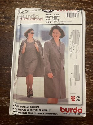 Burda 2581 UNCUT Sewing Pattern, Misses' Coat & Dress, Size 18-30