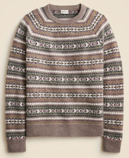 J Crew Wool Sweater Mens Brown Fair Isle Christmas Nordic Warm All Sizes 