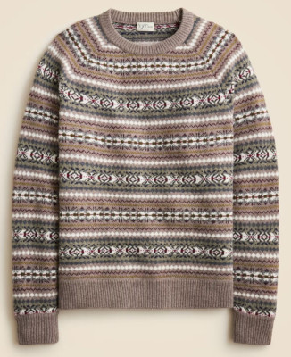 J Crew Wool Sweater Mens Brown Fair Isle Christmas Nordic Warm (All Sizes)