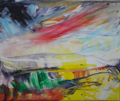 Original Abstraktes Acryl Landschaftsgemälde auf Leinwand vom Künstler gelistet
