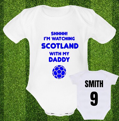 SCOTLAND NATIONAL TEAM Babygrow Baby vest grow FREE PERSONALISATION  FOOTBALL UK