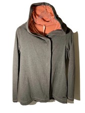 Lululemon Athletics Yoga Gray Snap Front Hooded Jacket-Lined-Womens Size 8