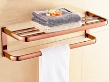 Rose Gold Copper Square Wall Mounted Towel Rail Holder Storage Rack Shelf