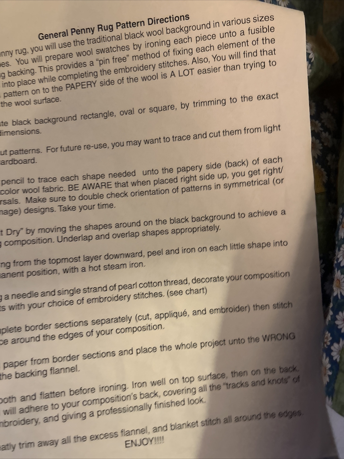 J Conner Designs Penny Rug creative appliqué # 13 pansy basket Pattern