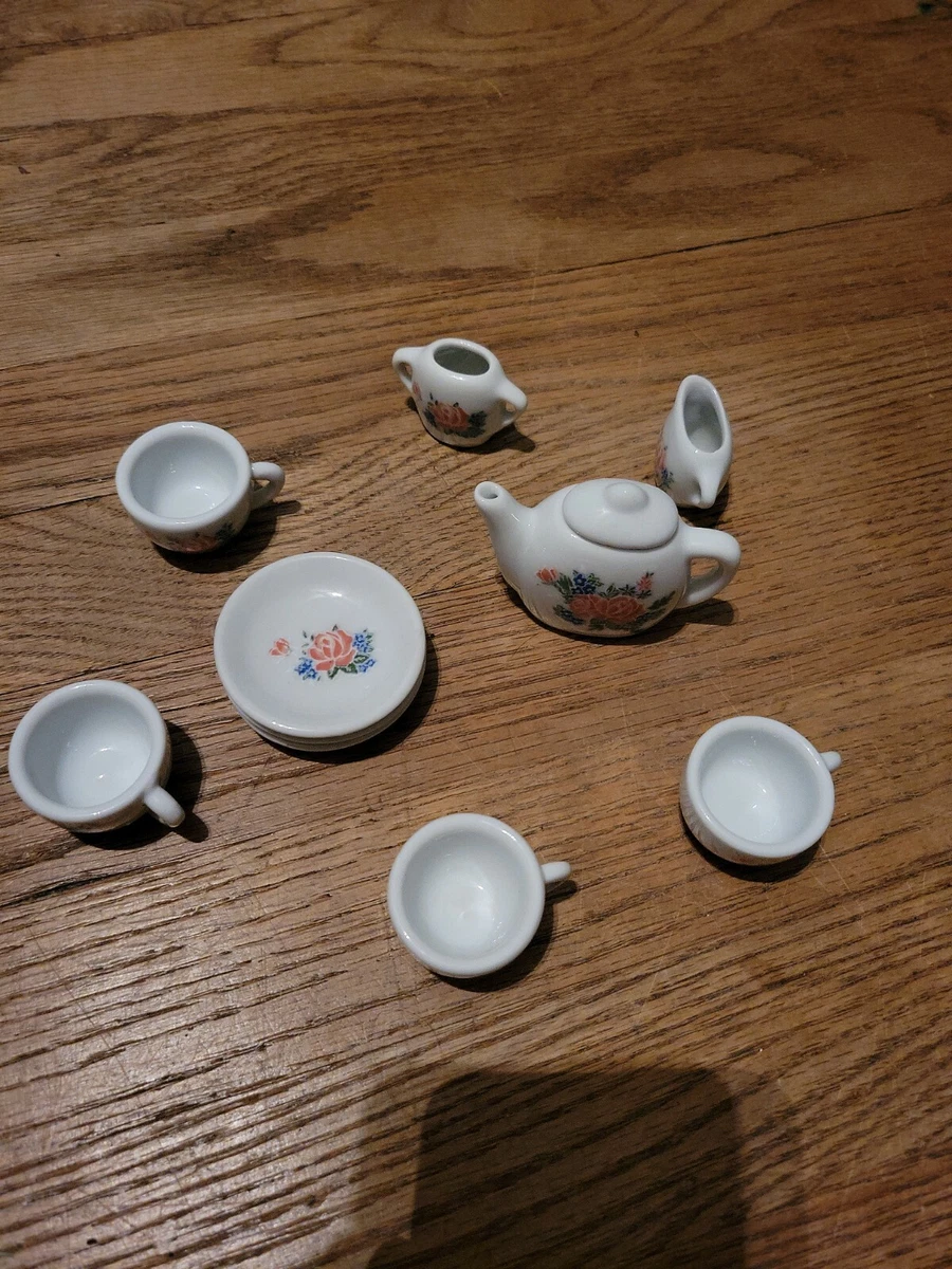 Vintage Miniature China Tea Set Souvenir Tea Pots Tea Cups Mini