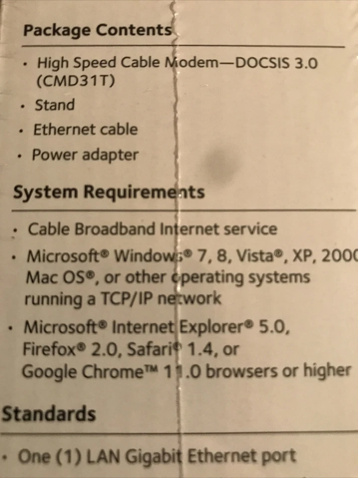 NETGEAR DOCSIS 3.0 - High Speed Cable Modem (CMD31T) New Sealed - Image 4 of 4