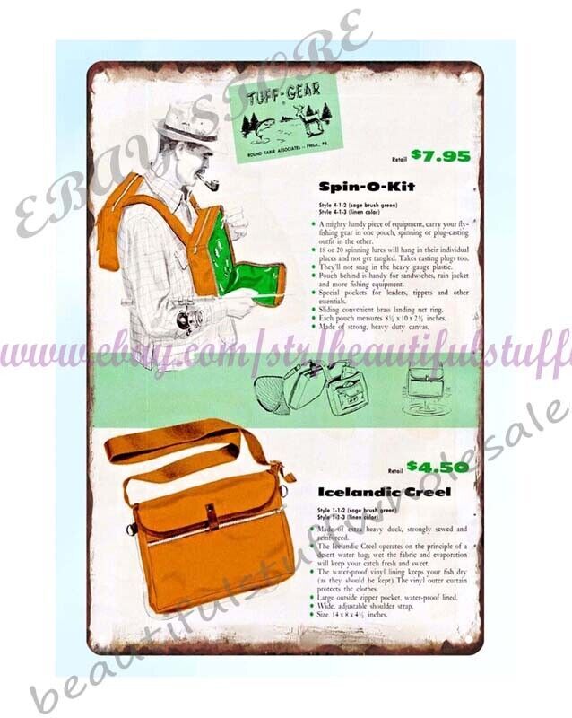 1957 Tuff-Gear Fishing & Hunting Apparel Philly PA Retro Metal Tin Wall Sign-image