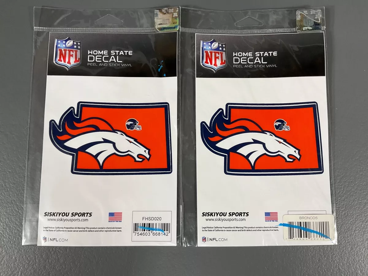 Denver Broncos NFL Football Home State Decal Peel and Stick Vinyl - LOT OF 2