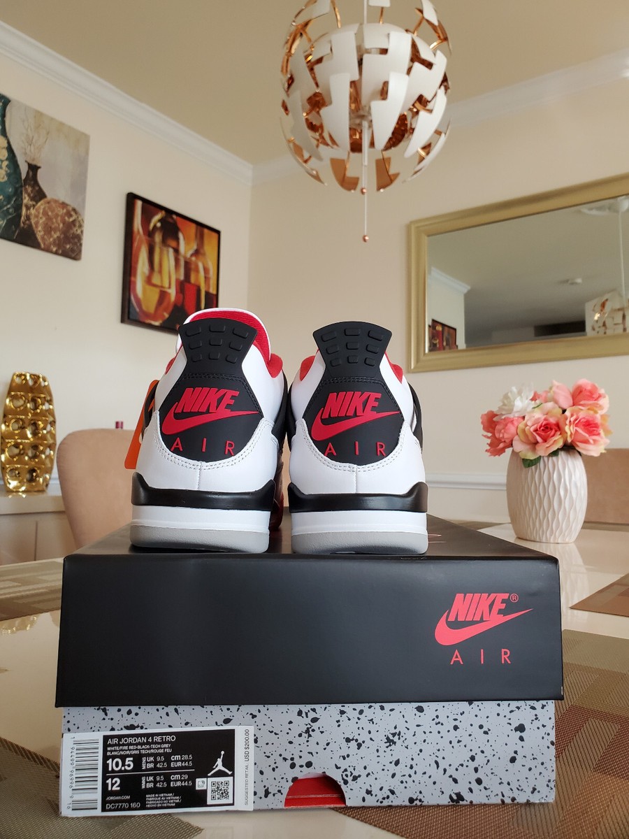 Nike Air Jordan 4 Fire Red Cement Bred (2020) DC7770-160 Men Sz