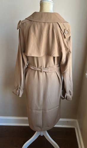 Elie Tahari Womens Trench Style Coat Khaki Tan Sz L Belted New - Picture 3 of 4