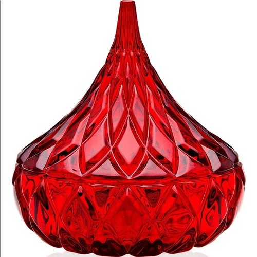 Godinger Red Hershey’s KISS Crystal Candy Dish - Picture 1 of 3