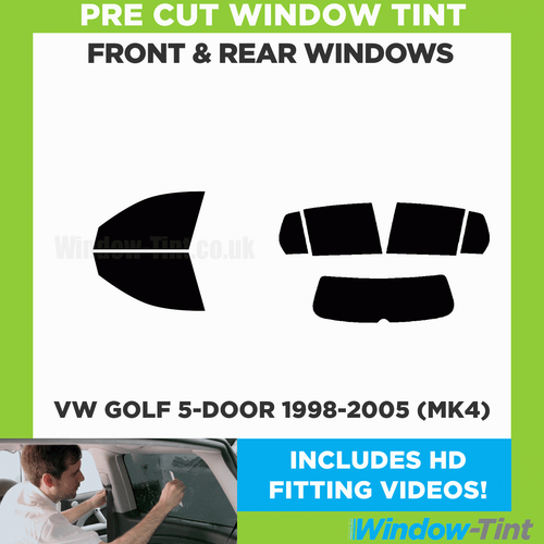 Für VW Golf 5-Türer 1998-05 (MK4) Voll Vorgeschnitten Scheibentönungsset Vorne & Hinten Folie - Bild 2 von 10