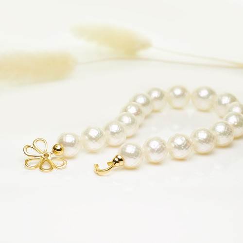 8.7-9.9MM Faceted Cream South Sea Pearl Bracelet 18K Solid Yellow Gold,7.5" - Picture 6 of 8