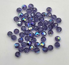 24pc Swarovski Crystal Tanzanite AB 4mm Faceted Round 5000 Beads; Blue Violet