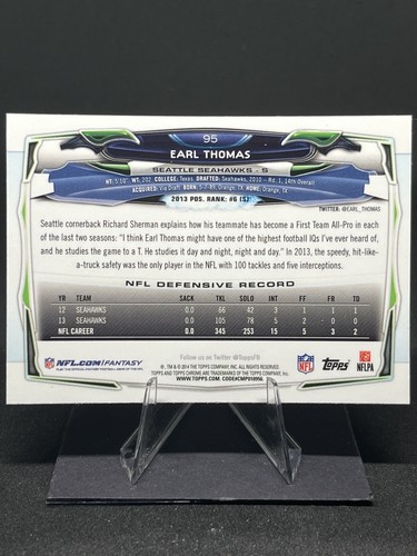 EARL THOMAS 2014 Topps Chrome ORANGE REFRACTOR #95 Seattle Seahawks Card - Picture 2 of 2