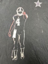 Dallas Cowboys Dak Prescott NFL Black Player Silhouette Name Number Shirt F54