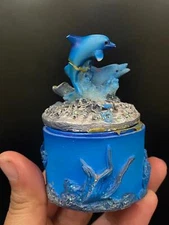 Masterpiece Figurine Statue Dolphin Marine Life Sea Sculpture Jewelry Box Decor
