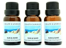 3 Sun & Sand 1/2oz Premium Grade Scented Fragrance Oil Crazy Candles