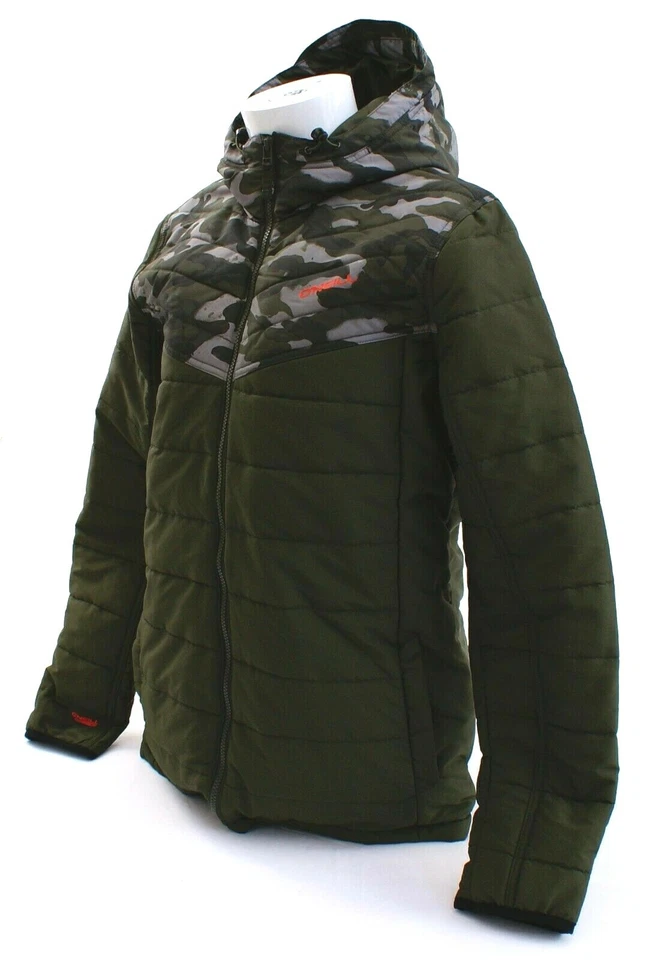 Chaqueta para nieve O'Neill Transit verde camuflaje aislada cremallera frontal con capucha para hombre nueva con etiquetas Foto 3 de 4