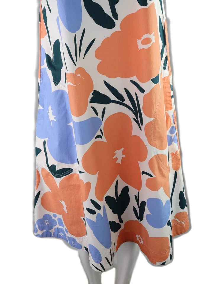MARIMEKKO UNIQLO US Women’s S Blue Orange Floral Sleeveless A-Line Shift Dress - Image 3 of 4