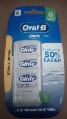 ORIGINAL Oral-B Glide Pro-health Deep Clean Floss Cool Mint 3 Pack DISCONTINUED 