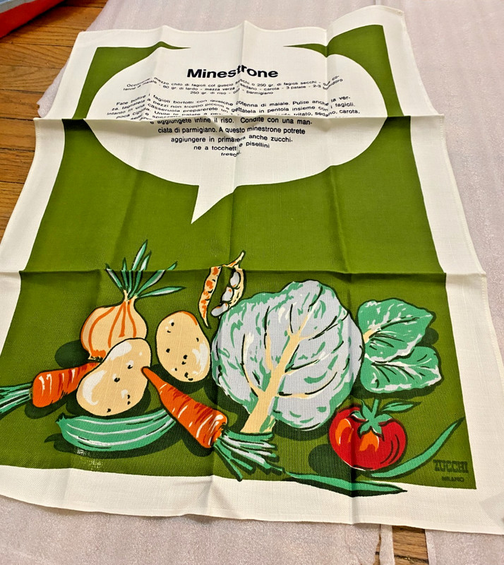 Zucchi Italian Tea Towels Receipe With Vegetables & Pasta Fagioli - NWOT