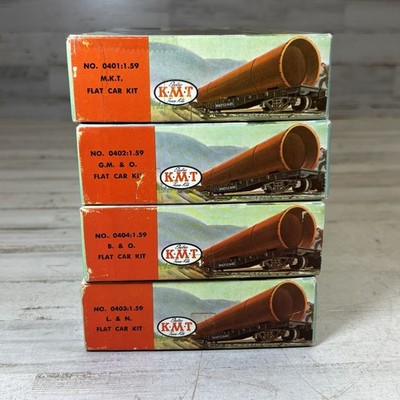 KMT O Gauge Flat Car Kit Lot 4 MKT GM&O B&O L&N NOS Boxed Train Kits