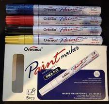 Overseas Paint Marker Pens 4 Colors Permanent Oil Based Paint - NO WHITE PEN